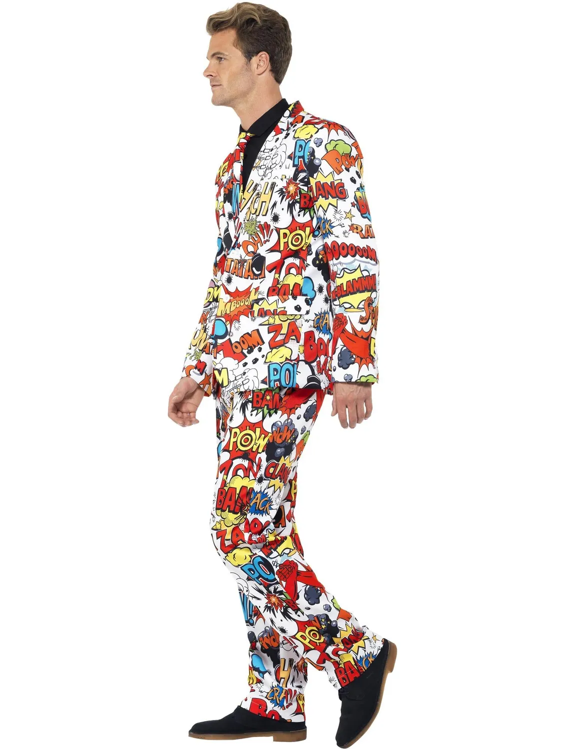 Smiffys Comic Strip Completo Uomo Giacca Pantaloni Cravatta