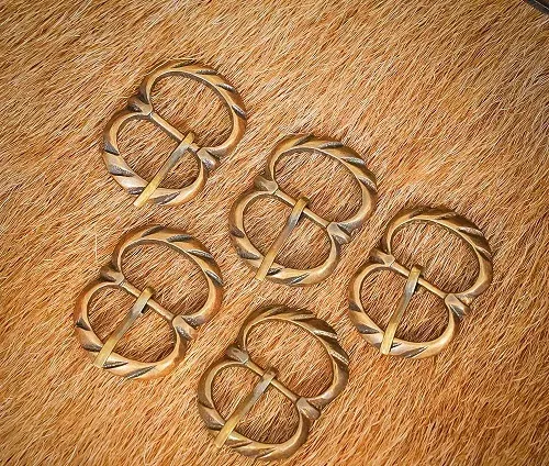 Fibbie Cintura Ottone Doppio Anello 1,7 cm Set 5 Pezzi
