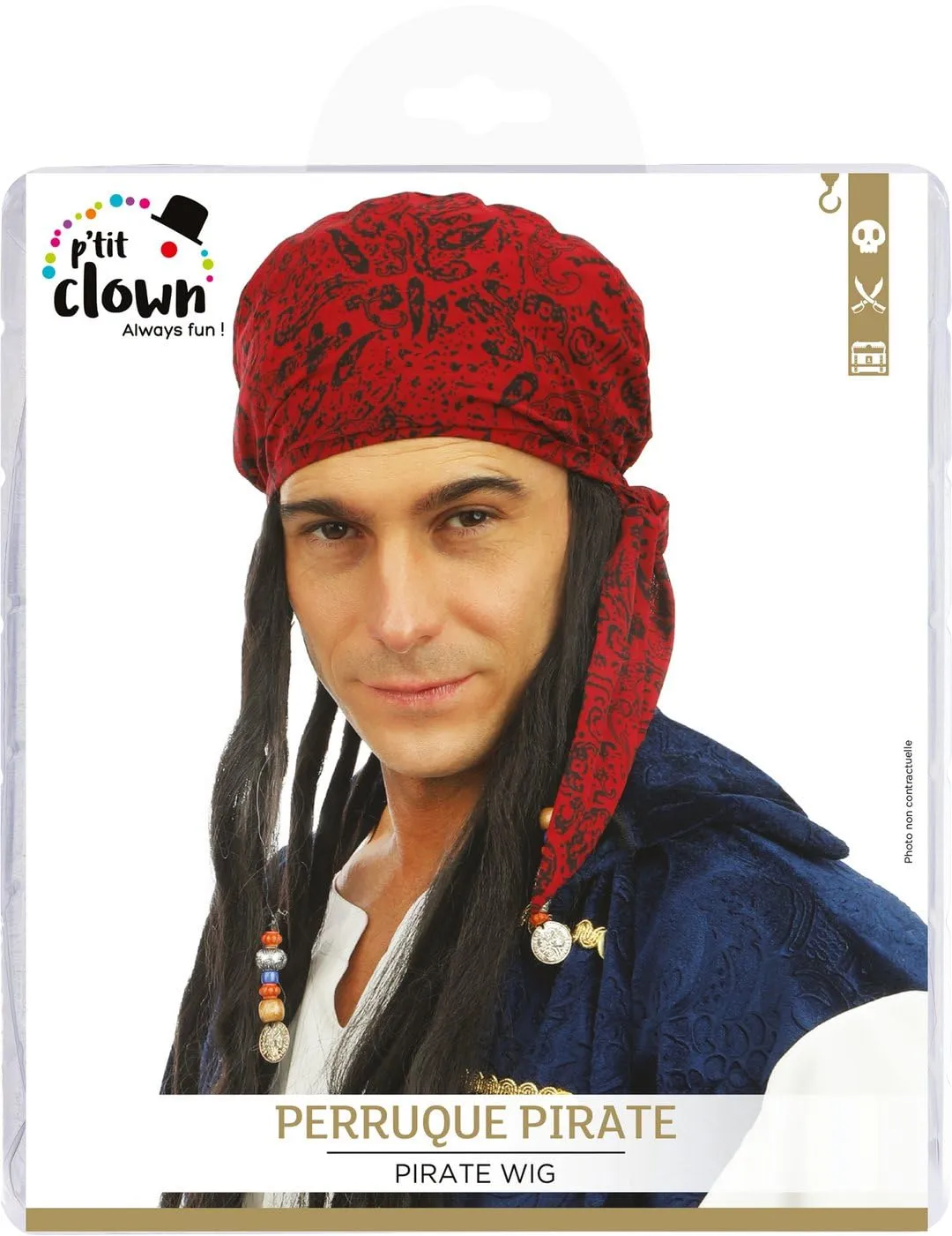 P'tit Clown 34750 parrucca pirata dreadlocks multicolore
