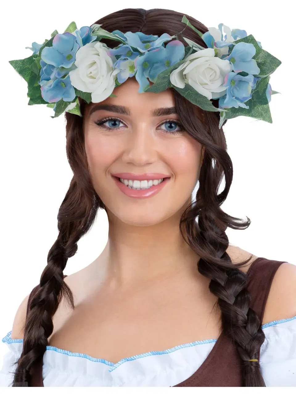 Smiffys Deluxe Beer Maiden corona floreale blu Oktoberfest