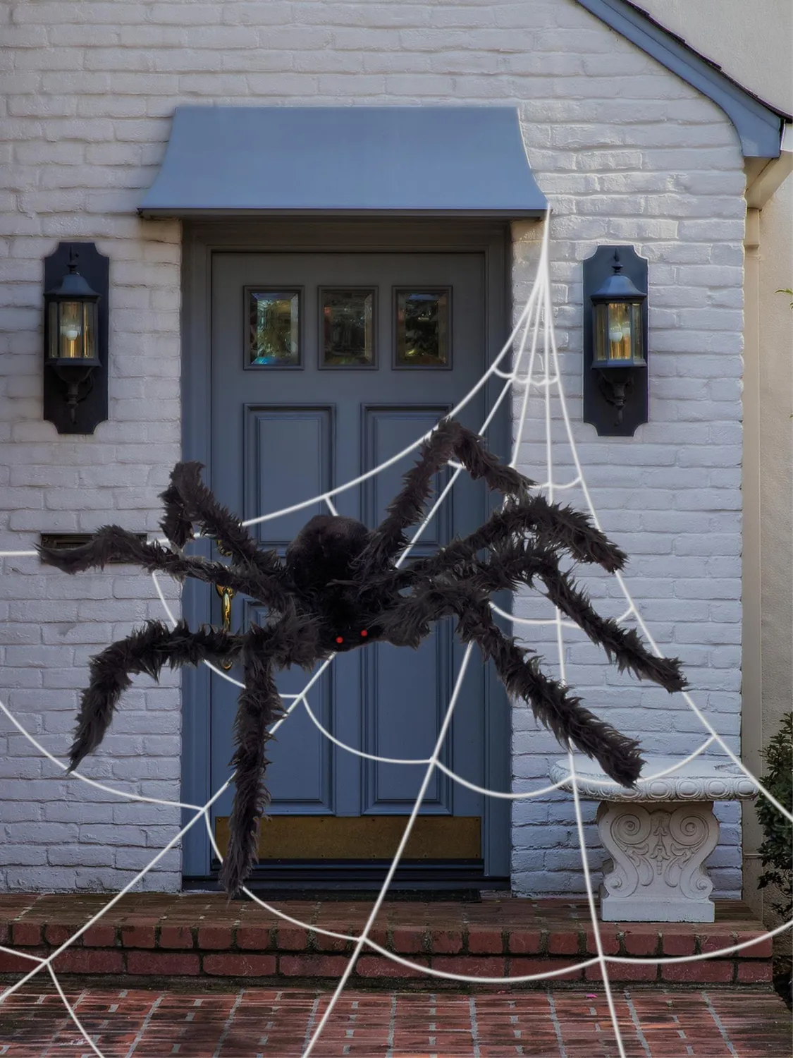 Smiffys Outdoor Giant Spider decorazione ragno con ragnatela 1,2 m