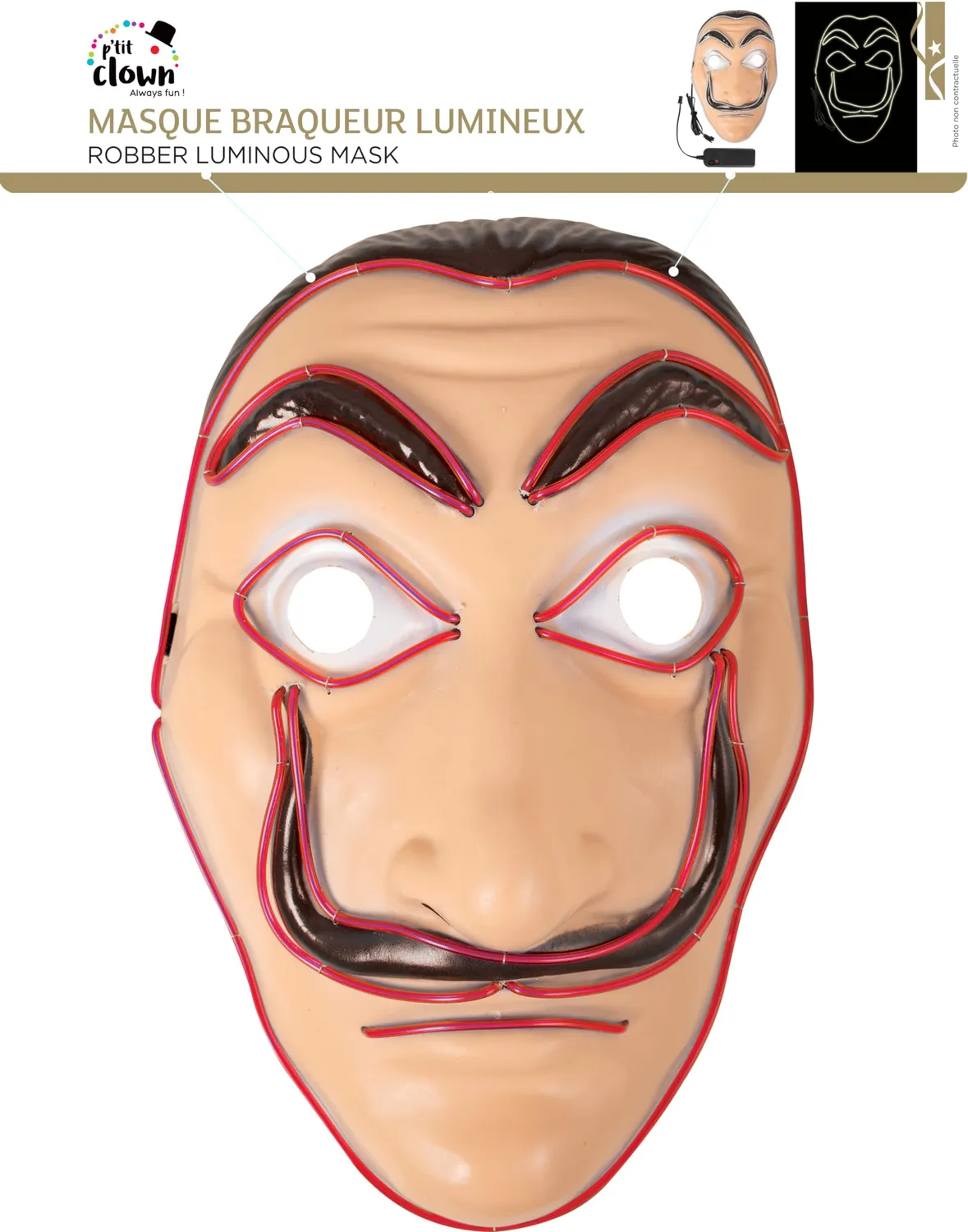 P'tit Clown Re54061 maschera LED Dalì luminosa