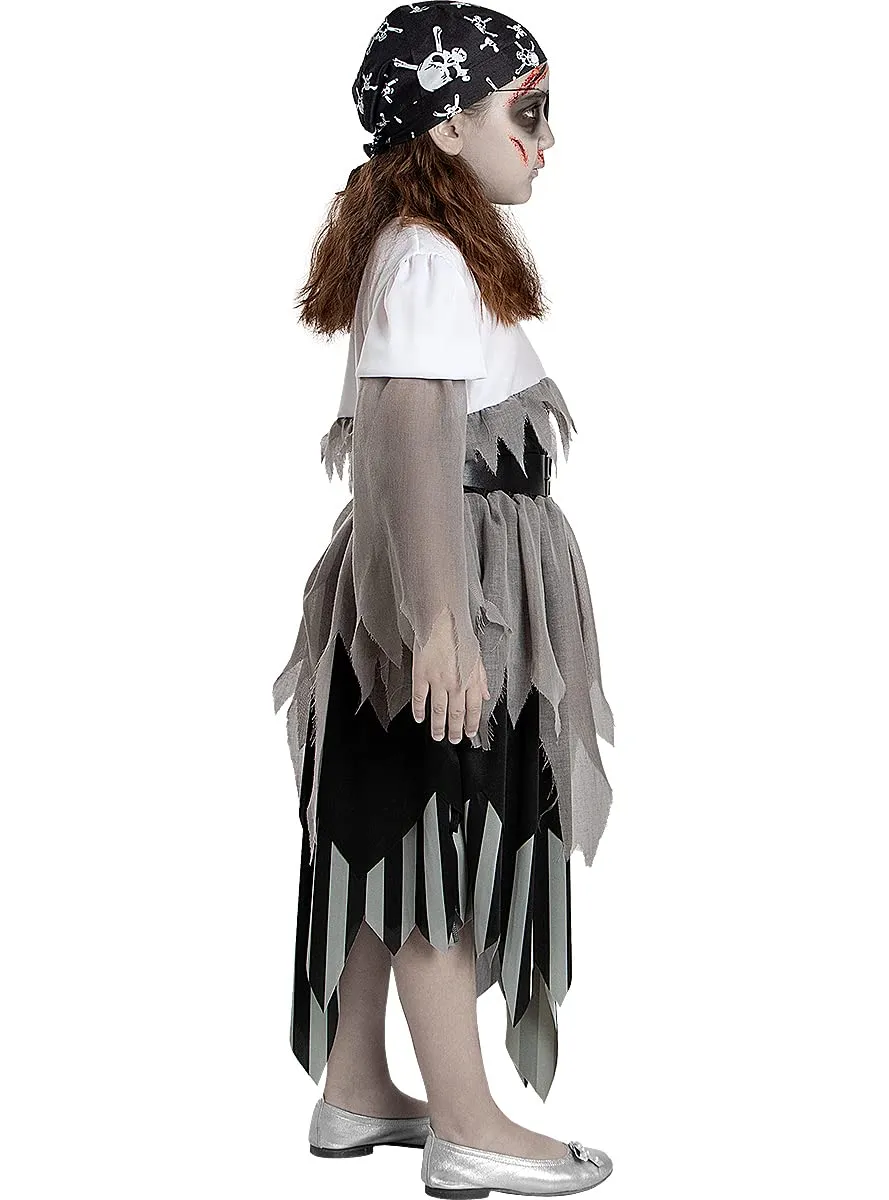 Funidelia pirata zombie costume bambina 3-4 anni nero