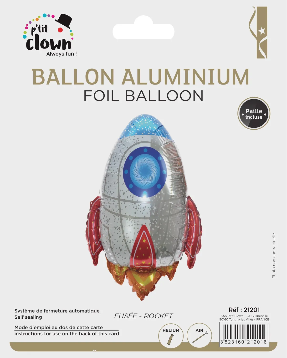 P'tit Clown Palloncino Alluminio Razzo Festa