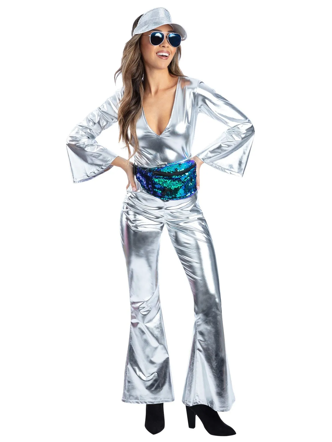 Smiffys Silver Diva Tuta Donna Argento Metallizzato