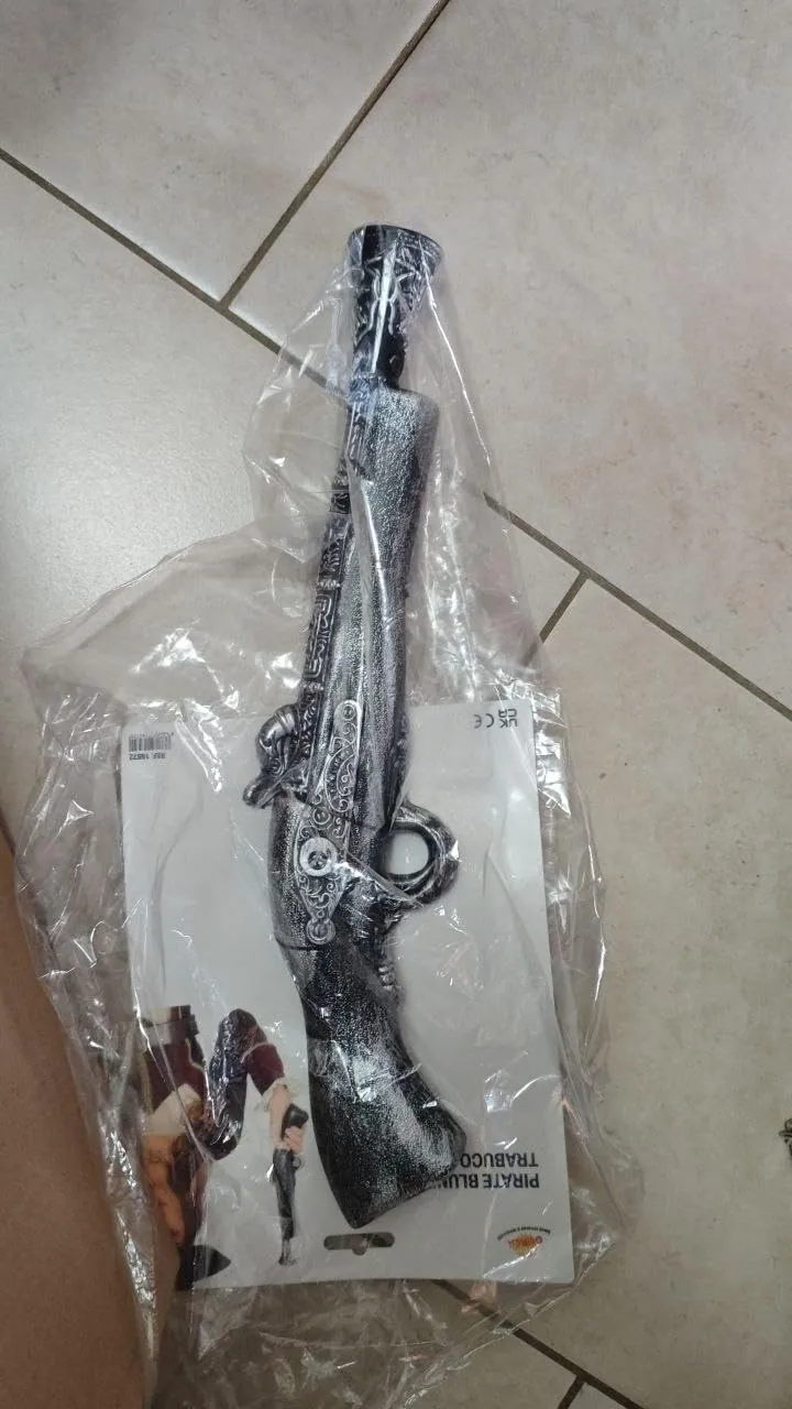 Guirca pistola trabucco pirata 42 cm marrone argento