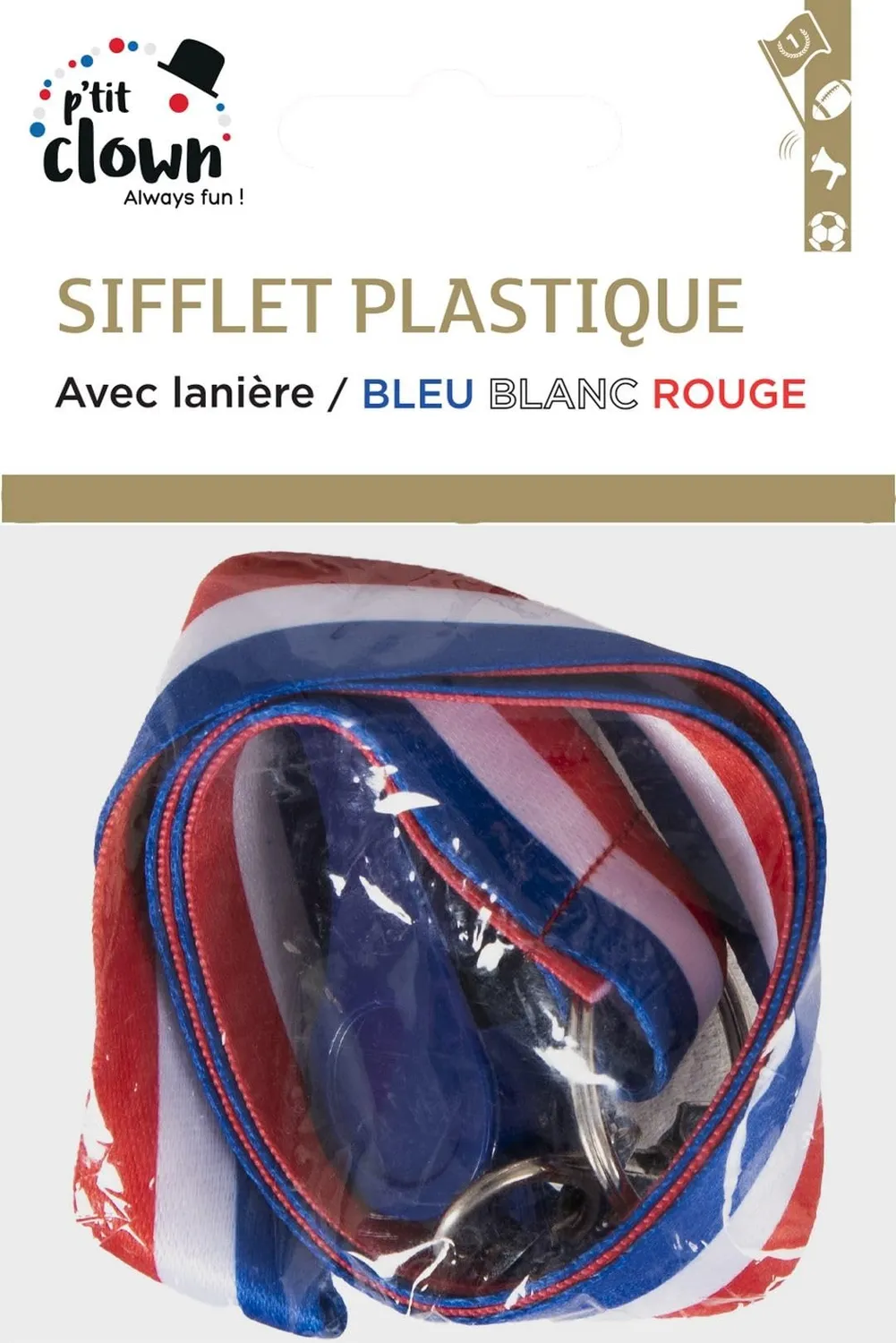 P'tit Clown 17200 fischietto con nastro tricolore