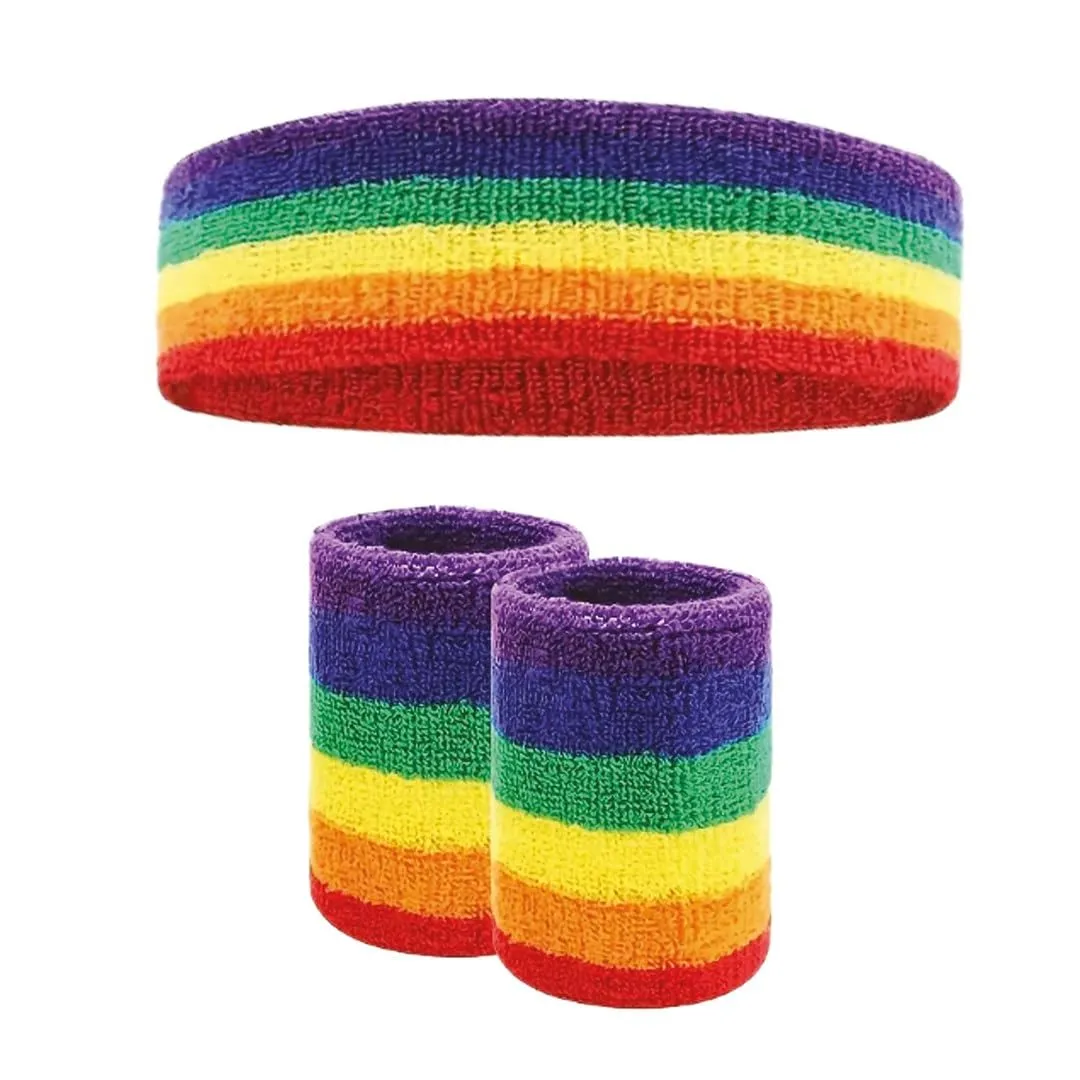 P'tit Clown 66671 Set Fascia e Polsini Costume Arcobaleno Spugna