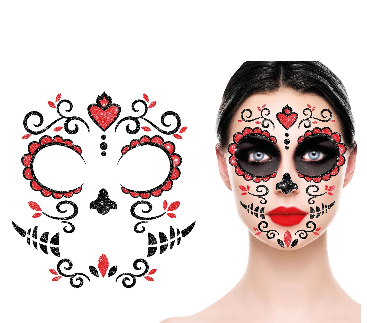 Guirca Catrina adesivi viso glitter 20x20 cm