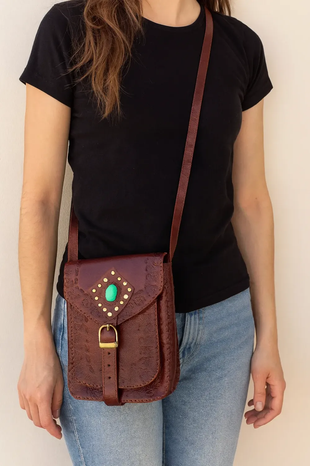 La Bottega di Merlino Sorceress borsa pelle turchese 25x18 cm