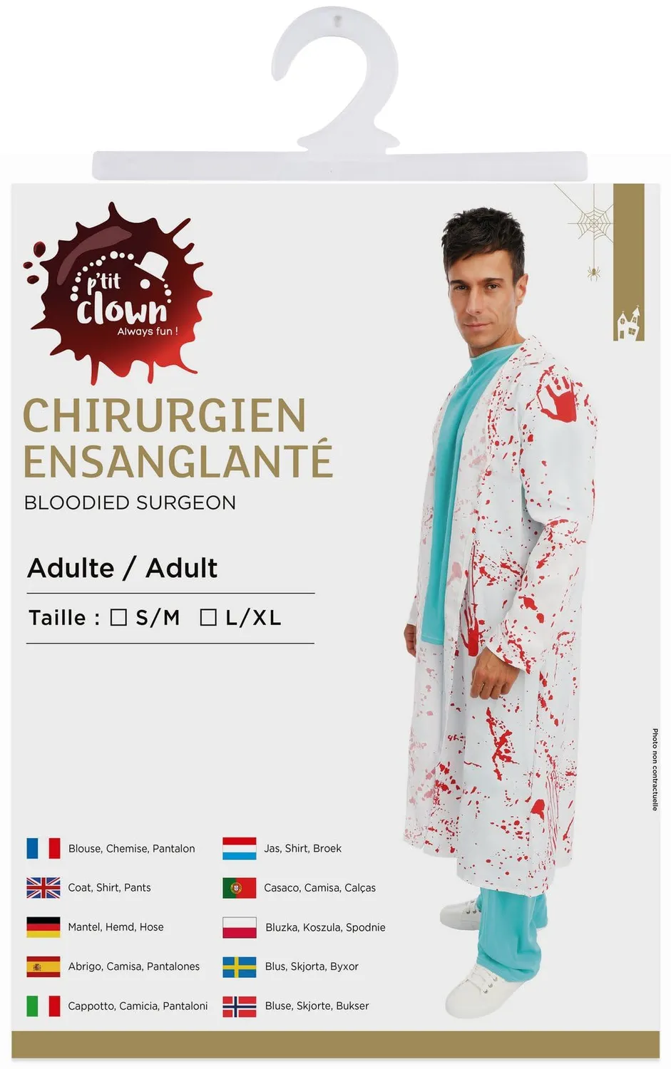 P'tit Clown chirurgo insanguinato costume adulto