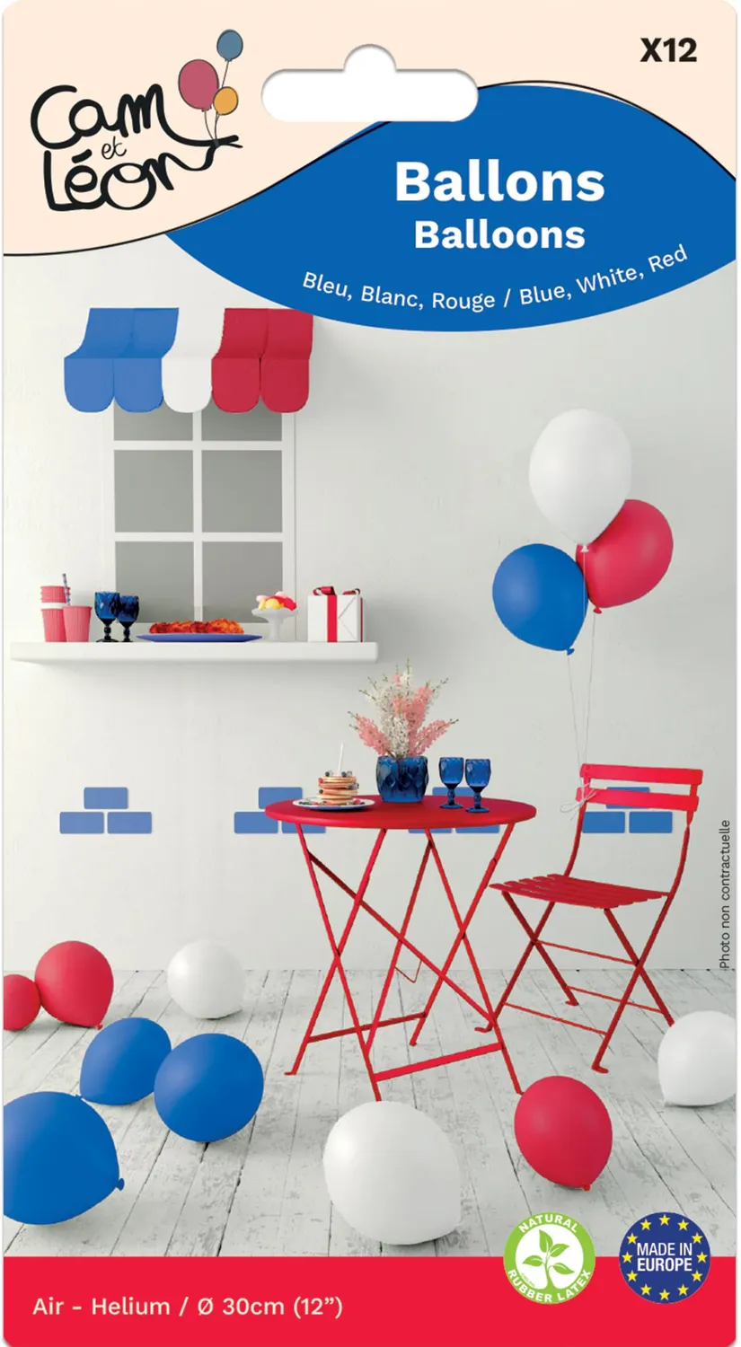 P'tit Clown Palloncini 30 cm blu bianco rosso 12 pezzi