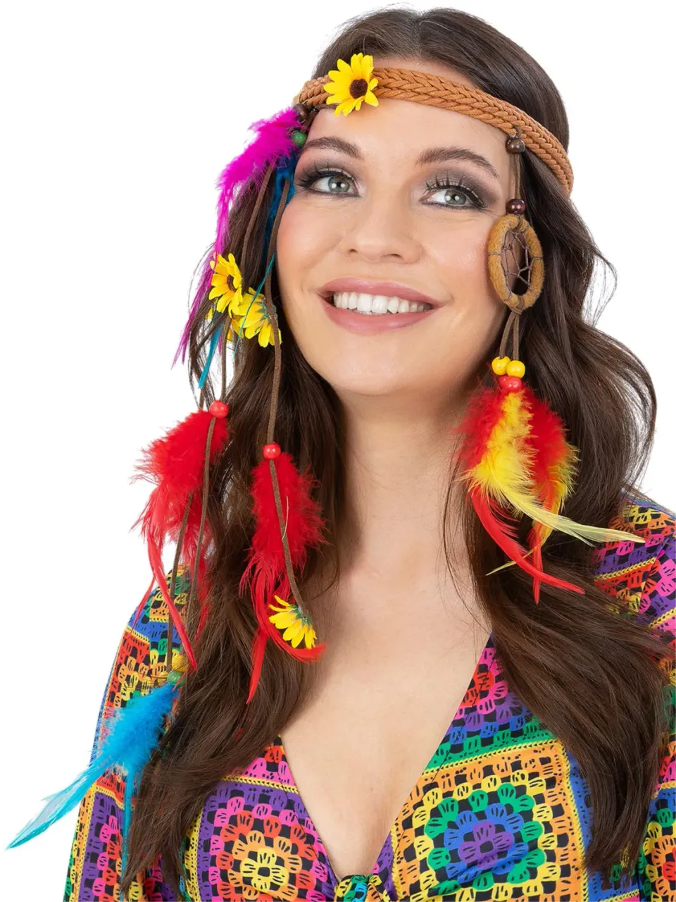 Smiffys Hippie Dreamcatcher fascia piume fiori donna