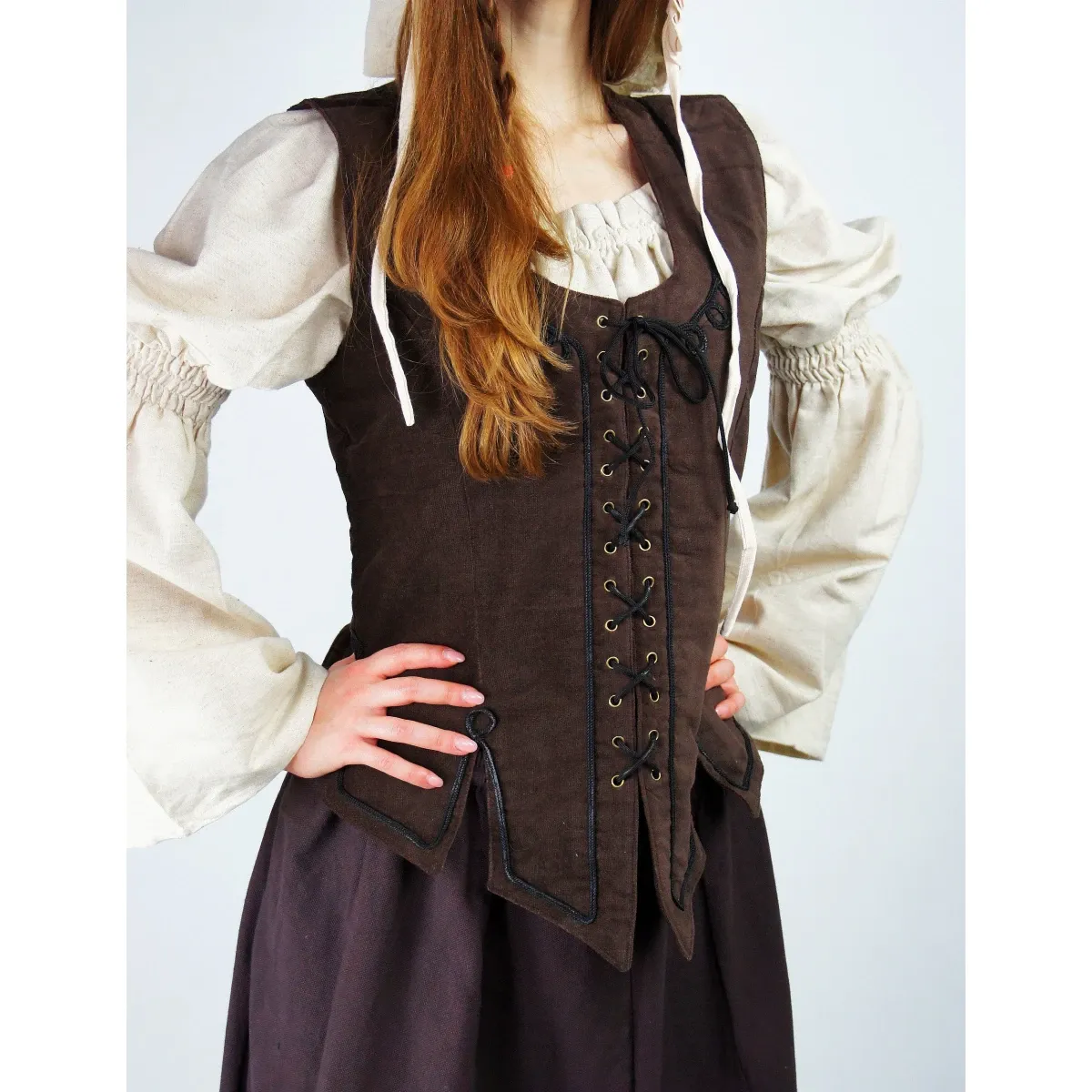 La Bottega di Merlino Odette gilet corpetto velluto marrone scuro