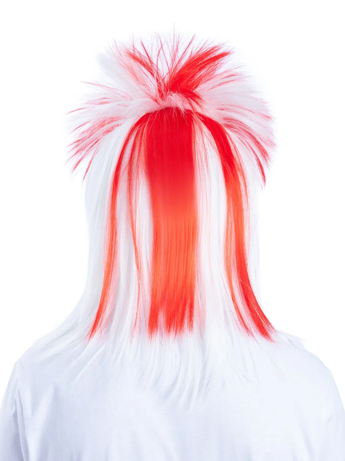 Smiffys England Mullet Parrucca Tifoso Bianco Rossa Adulto