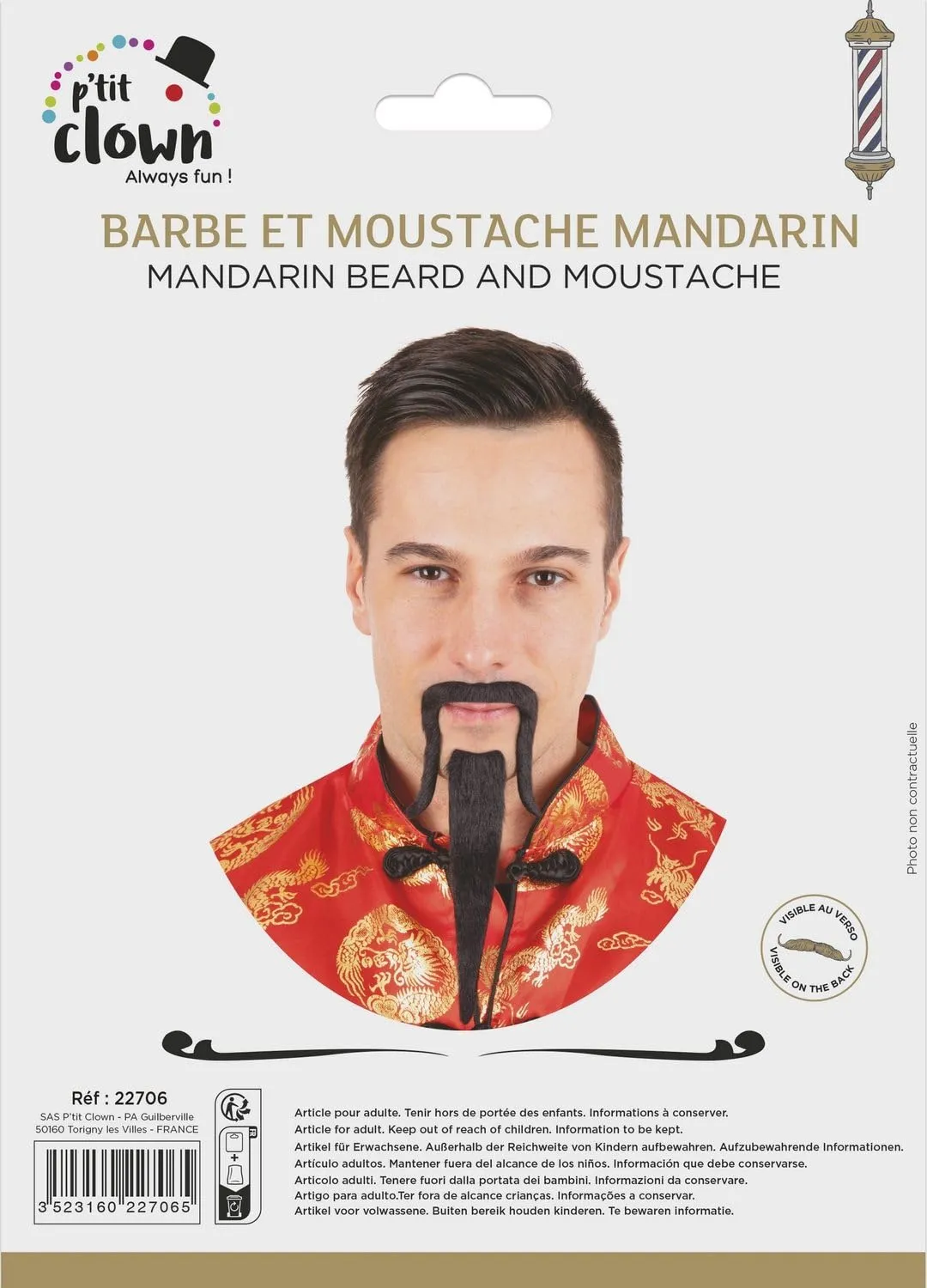 P'tit Clown Re22706 Barba e Baffi mandarino nero adesivo