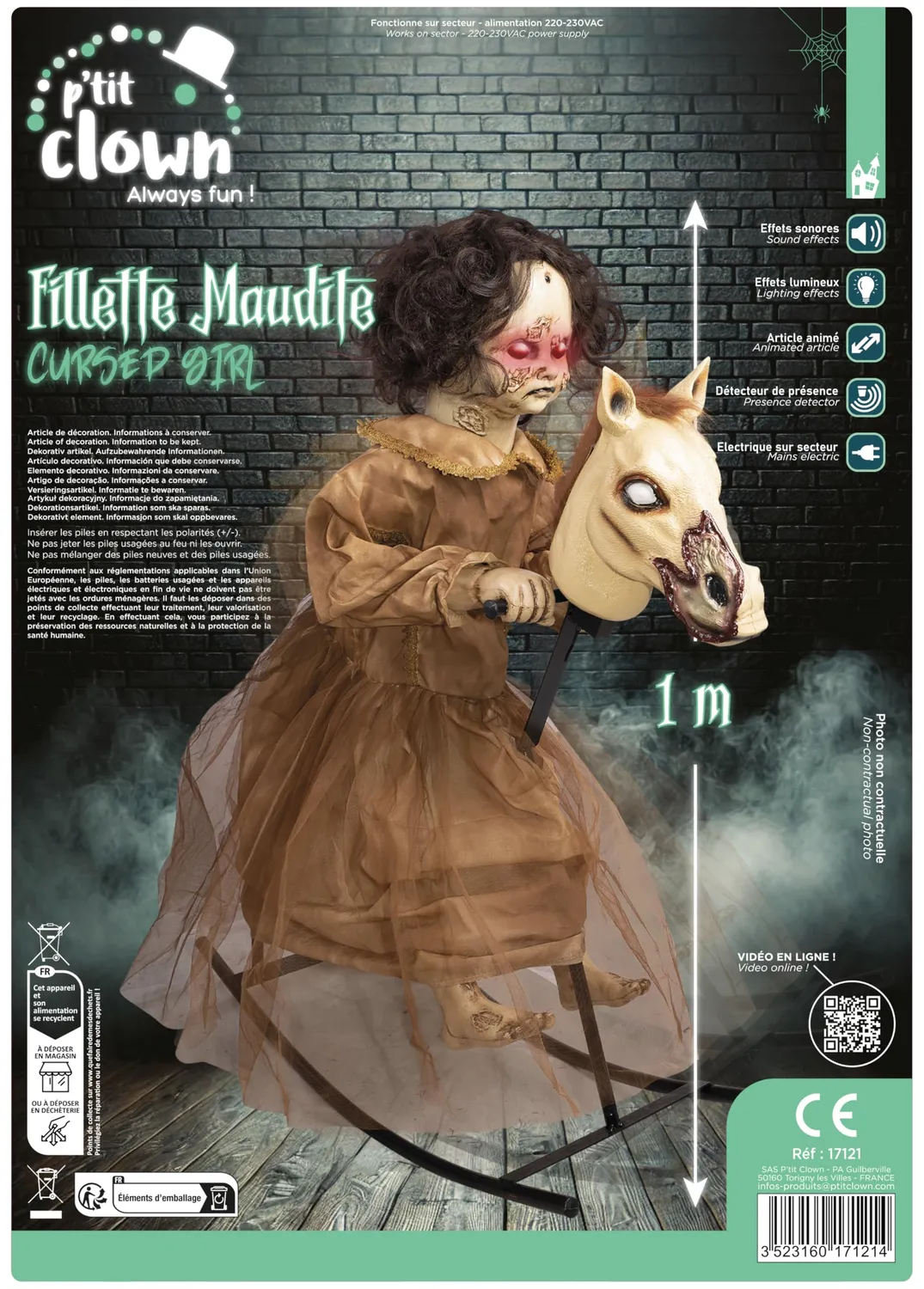 P'tit Clown 17121 animatronic bambina cavallo dondolo 100 cm
