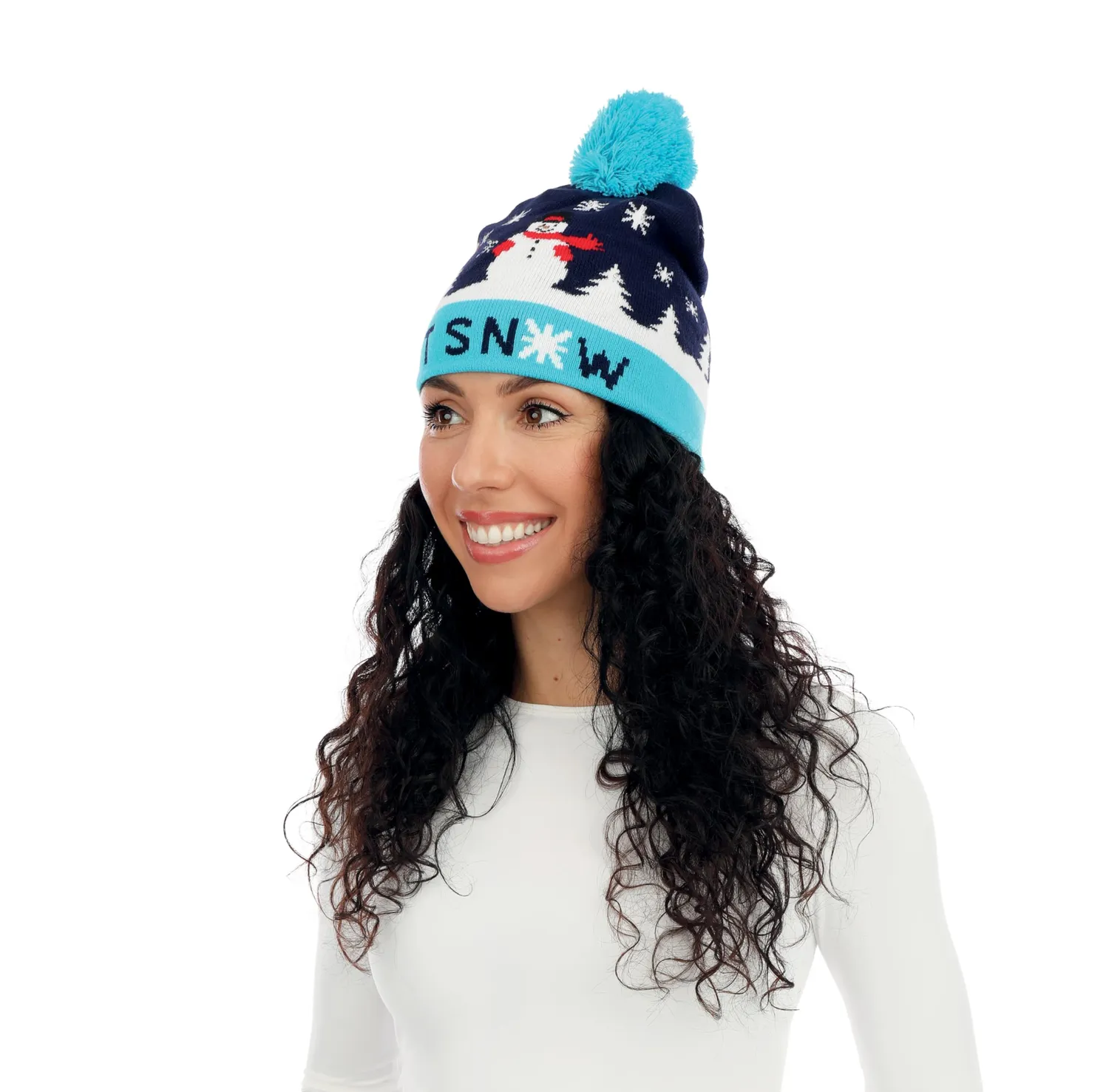P'tit Clown Re19804 berretto Natale luminoso blu pupazzo neve