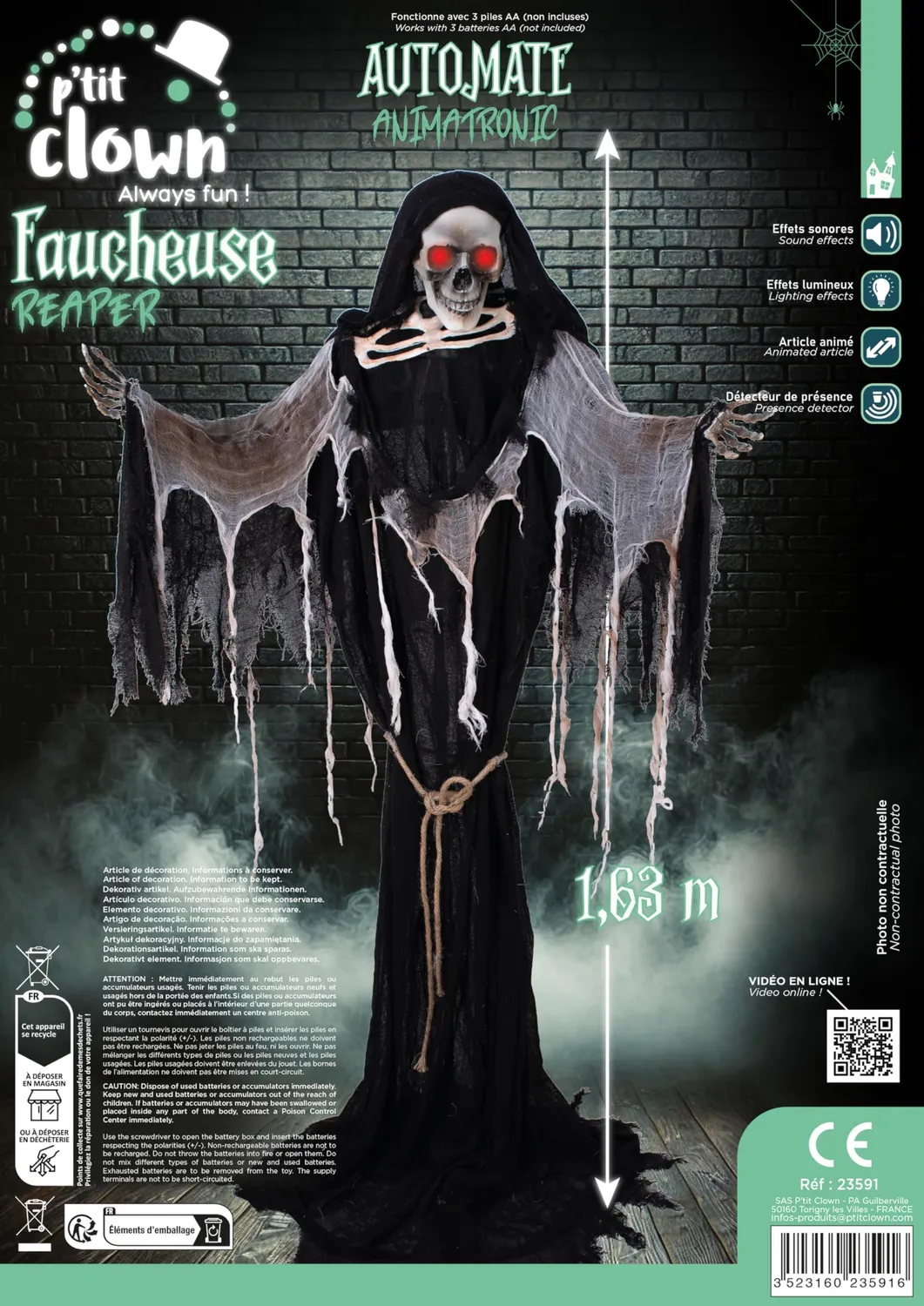 P'tit Clown 23591 mietitore animatronico 163 cm luminoso