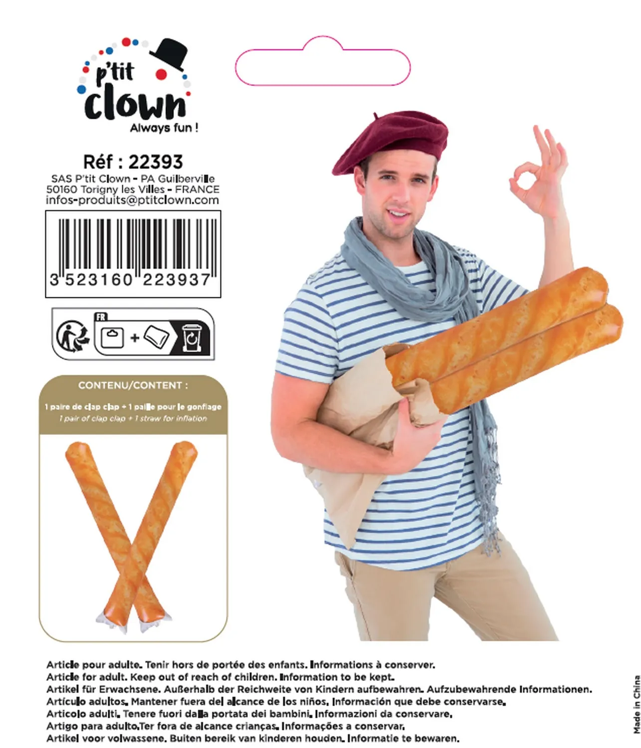 P'tit Clown Clap 22393 bacchette gonfiabili 55 cm beige