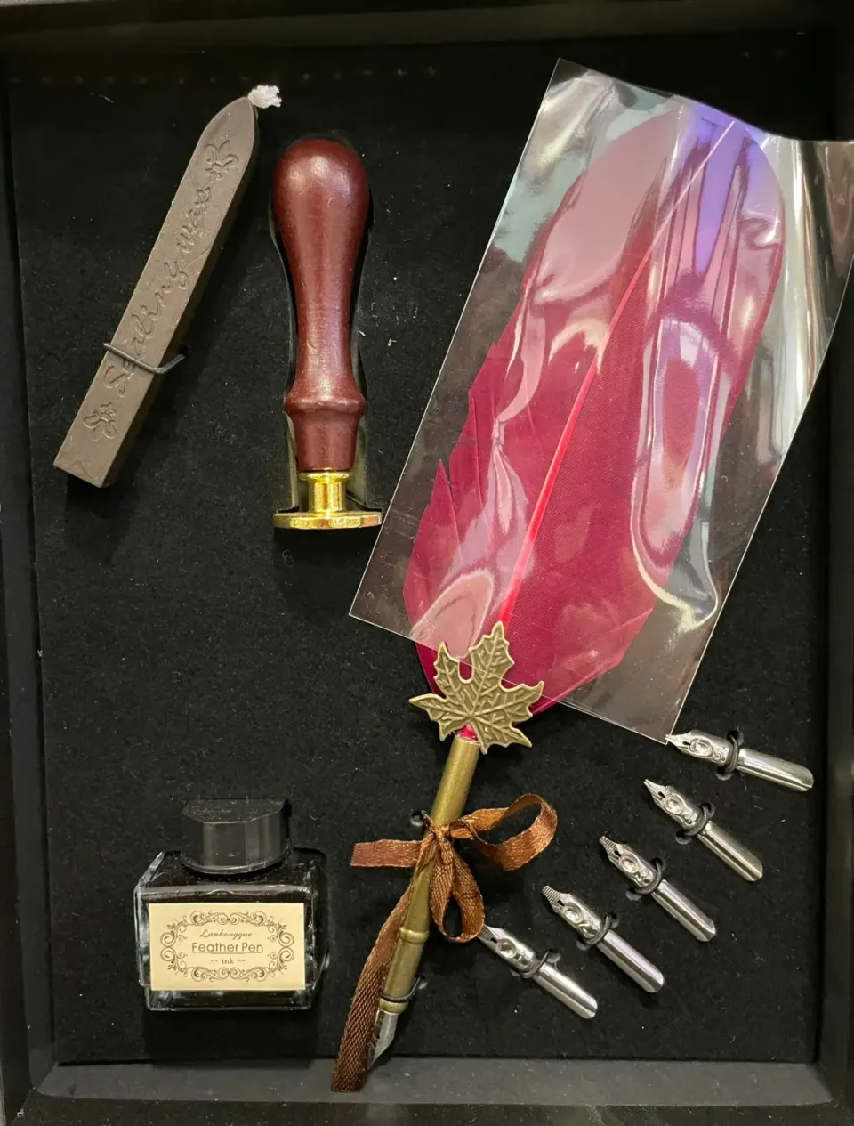 La Bottega di Merlino Piuma Rossa kit scrittura ceralacca con scatola