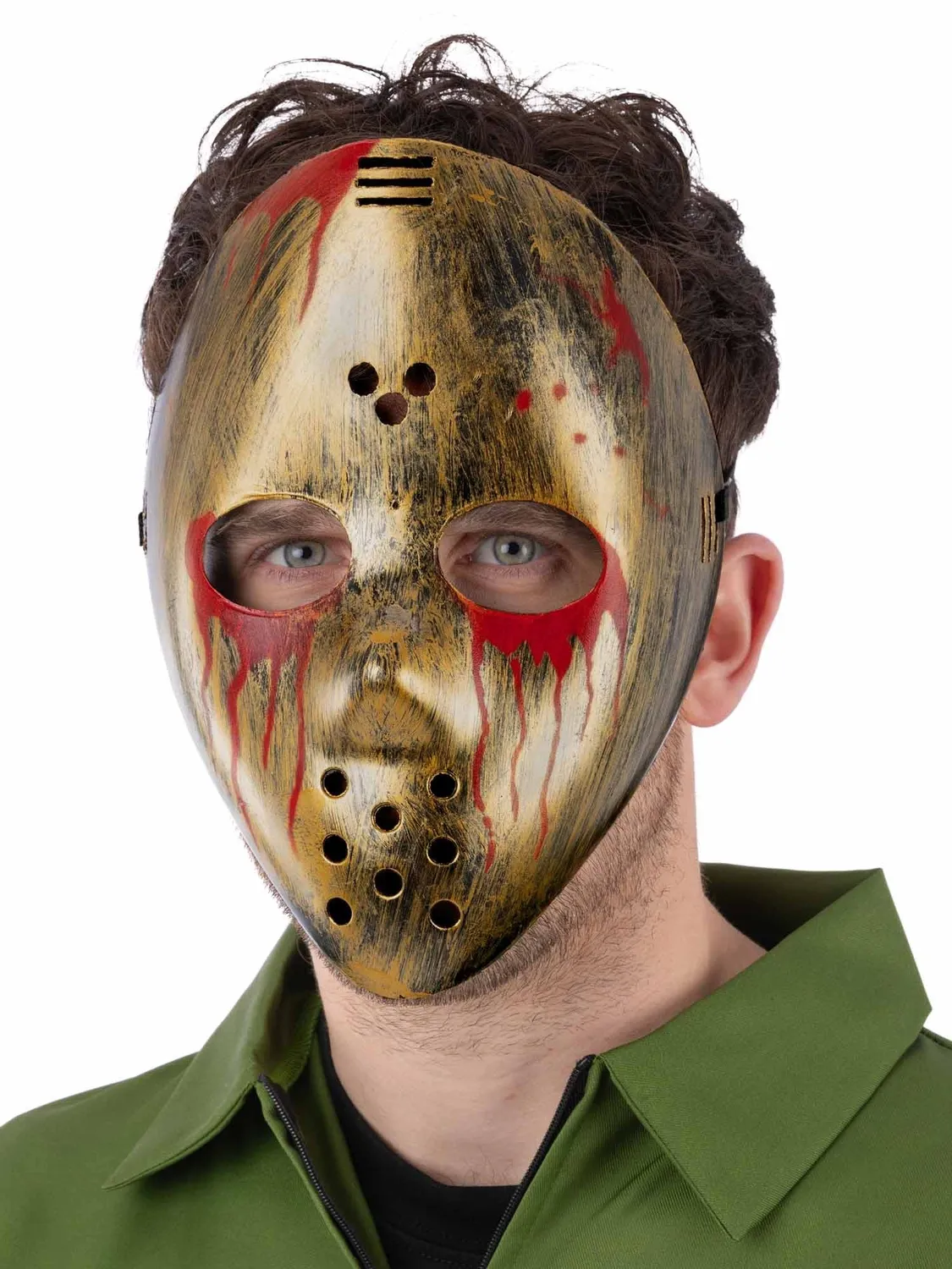 Smiffys Hockey maschera horror oro nera insanguinata