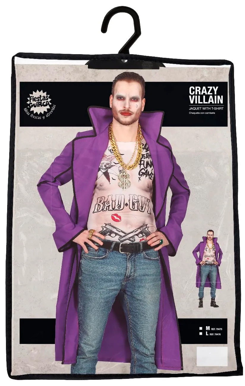 Fiestas Guirca Villano Pazzo costume uomo 48-50 con giacca