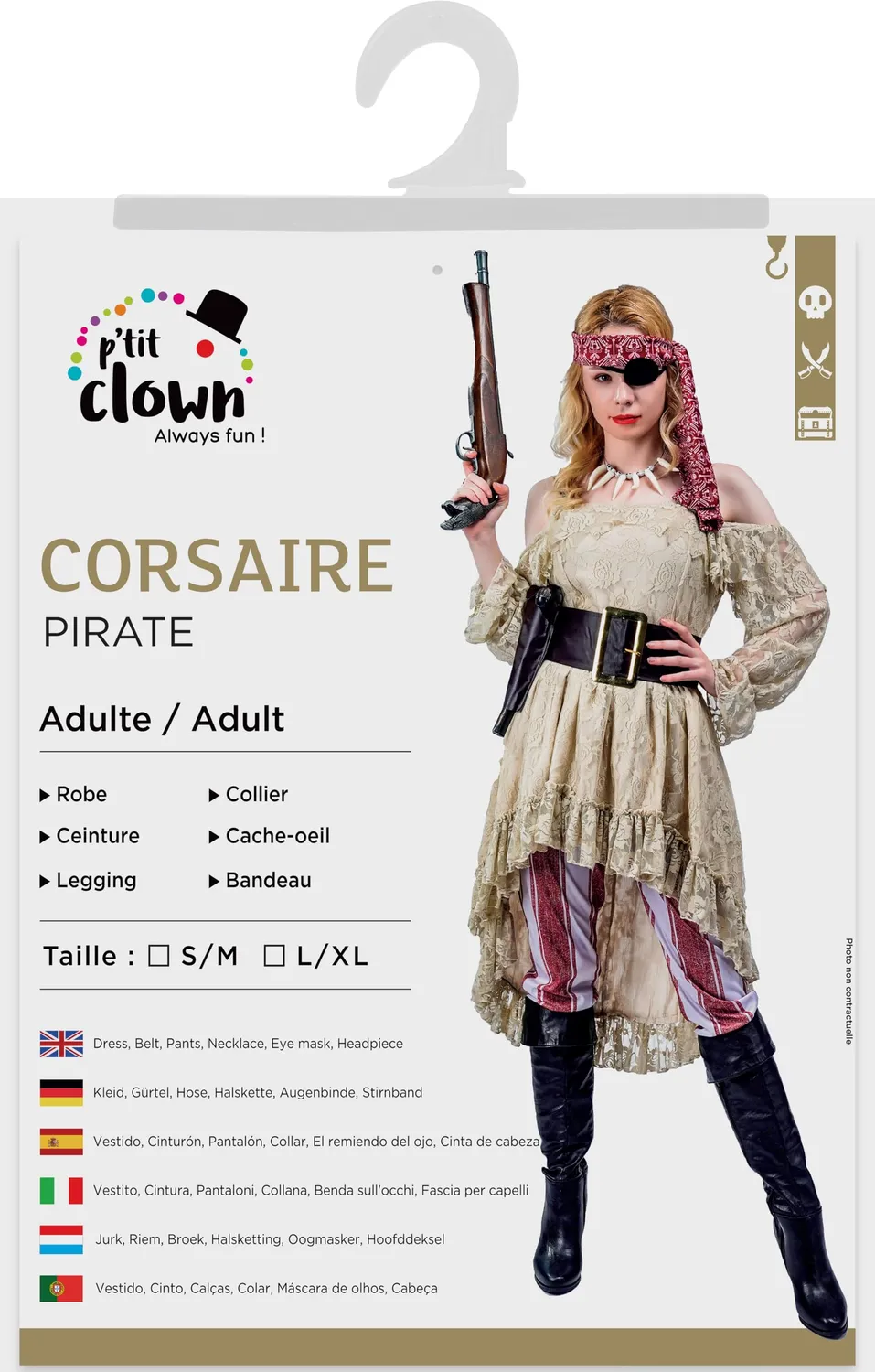 P'tit Clown Corsara Costume Donna L-XL Poliestere