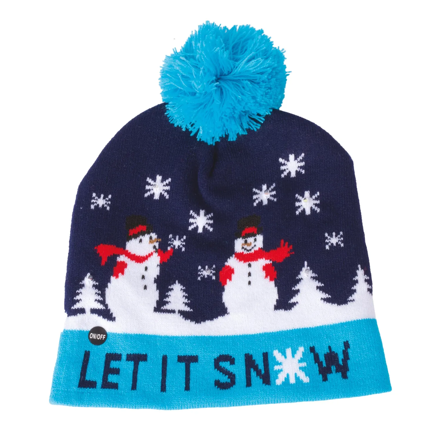 P'tit Clown Re19804 berretto Natale luminoso blu pupazzo neve