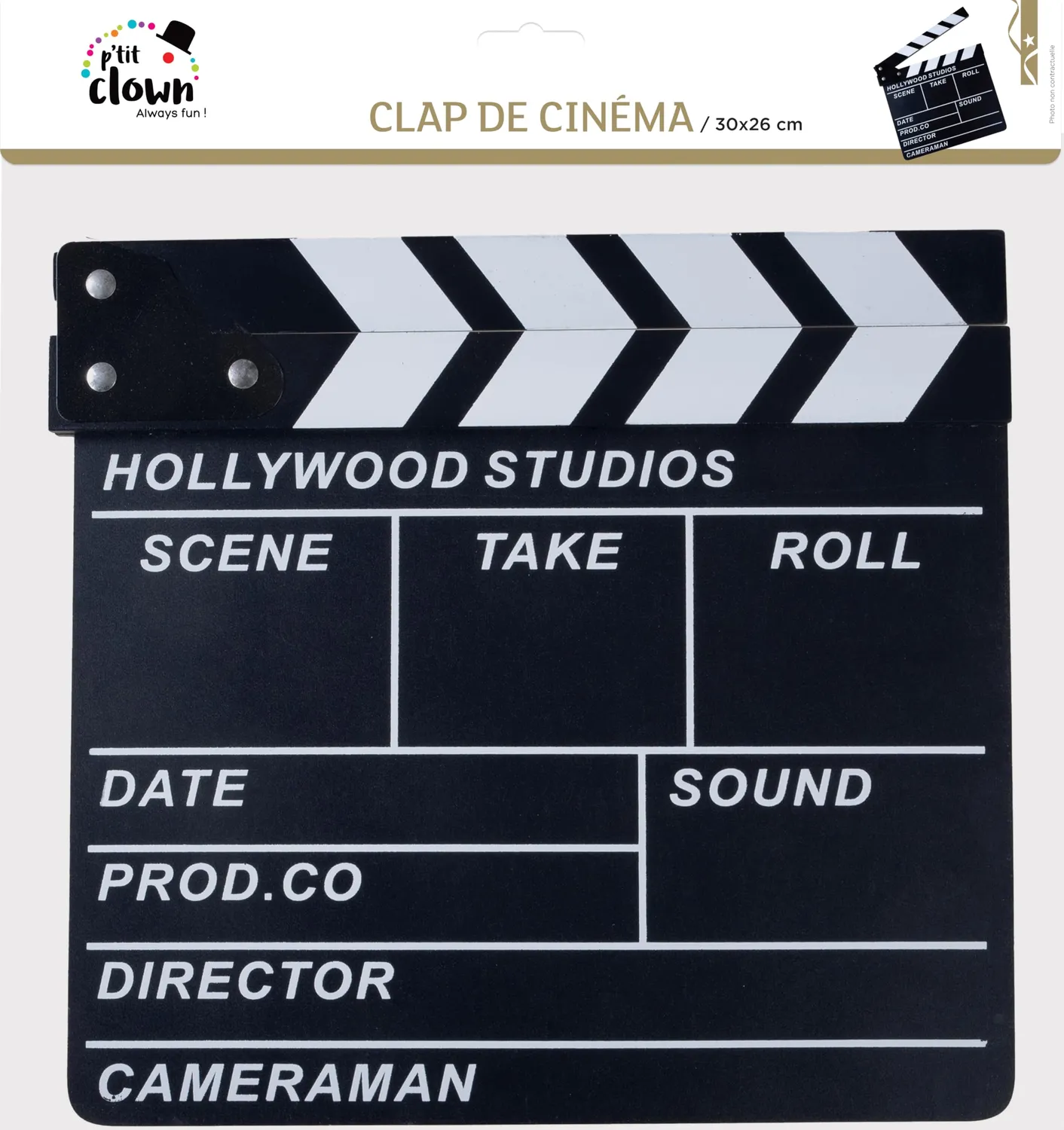 P'tit Clown RE10119 Ciak Cinema Legno 30x26 cm Scritte Bianche