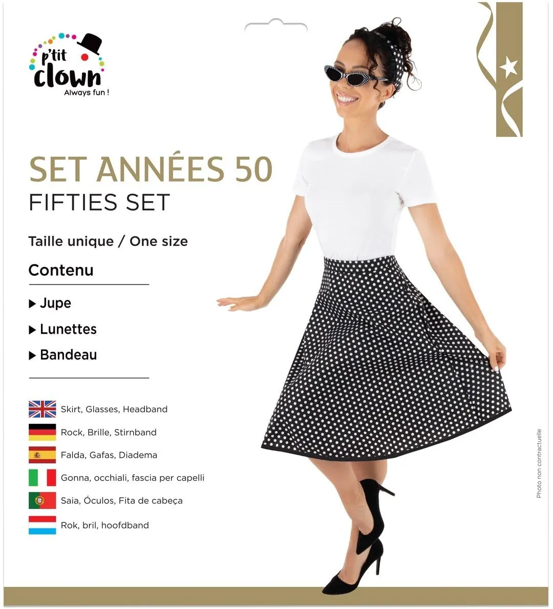P'tit Clown Re22692 costume anni '50 nero adulto
