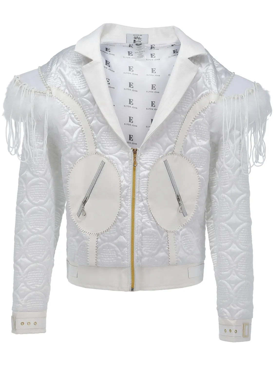 Smiffys Elton John Feather giacca bianca piume uomo M-L