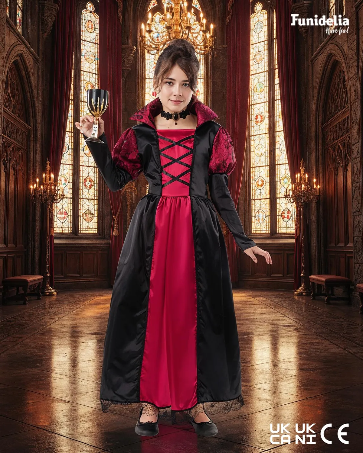 Funidelia Vampira costume bambina 10-12 anni con colletto