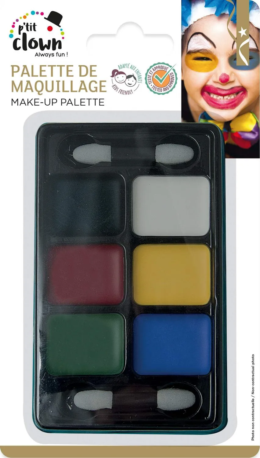 P'tit Clown 91011 Palette Trucco 6 Colori + 2 Applicatori