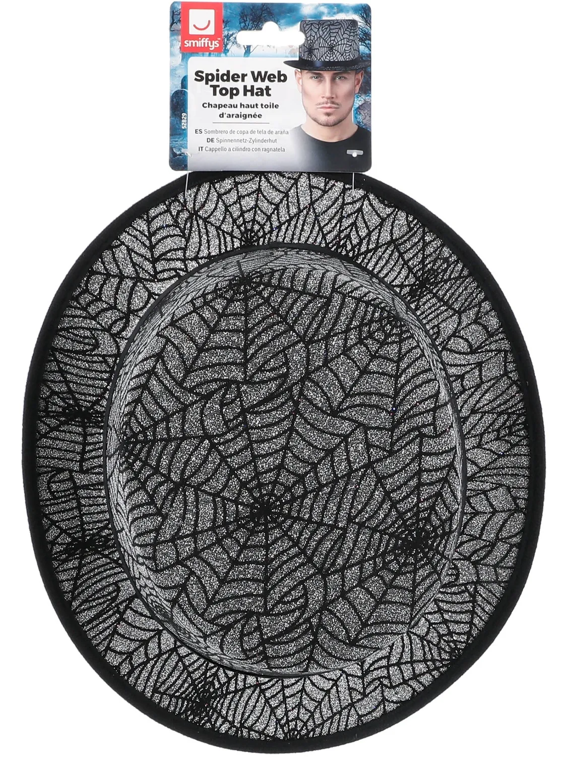 Smiffys Spider Web Cappello Cilindro Nero Halloween