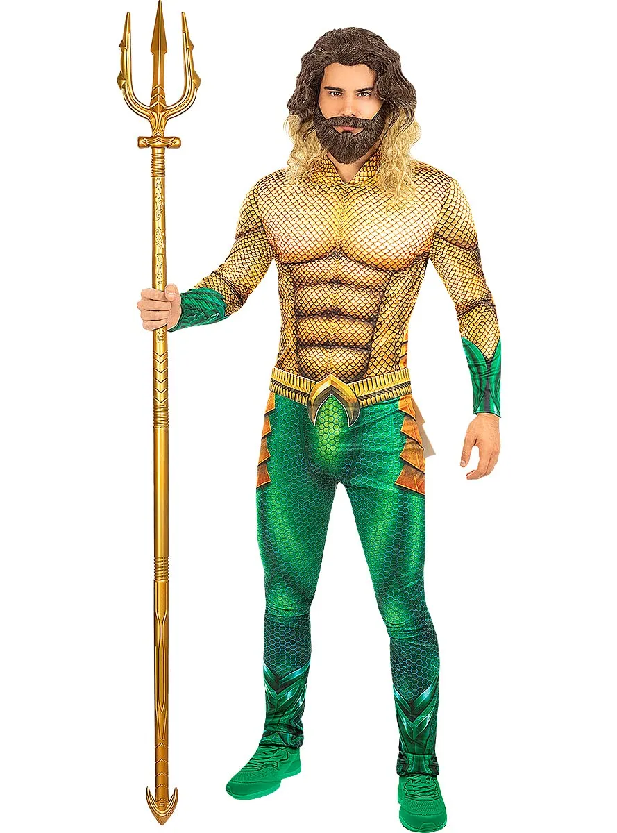 Funidelia Aquaman parrucca con barba marrone sintetica