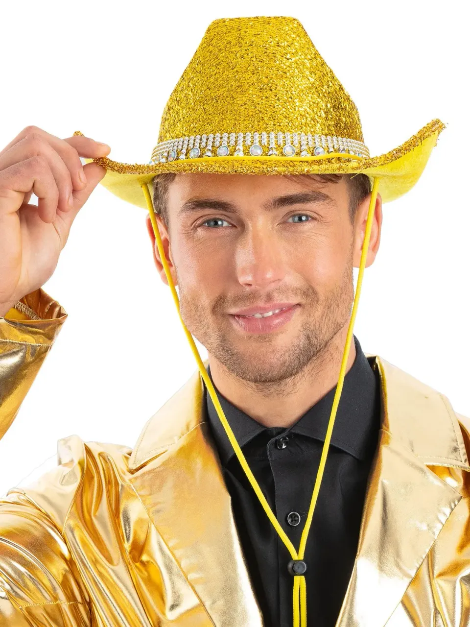 Smiffys Gold Bling cappello cowboy oro strass
