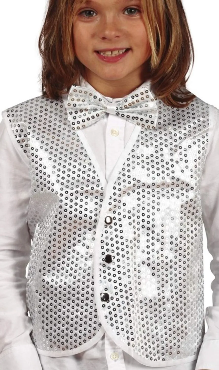 Guirca gilet paillettes argento bambino festa