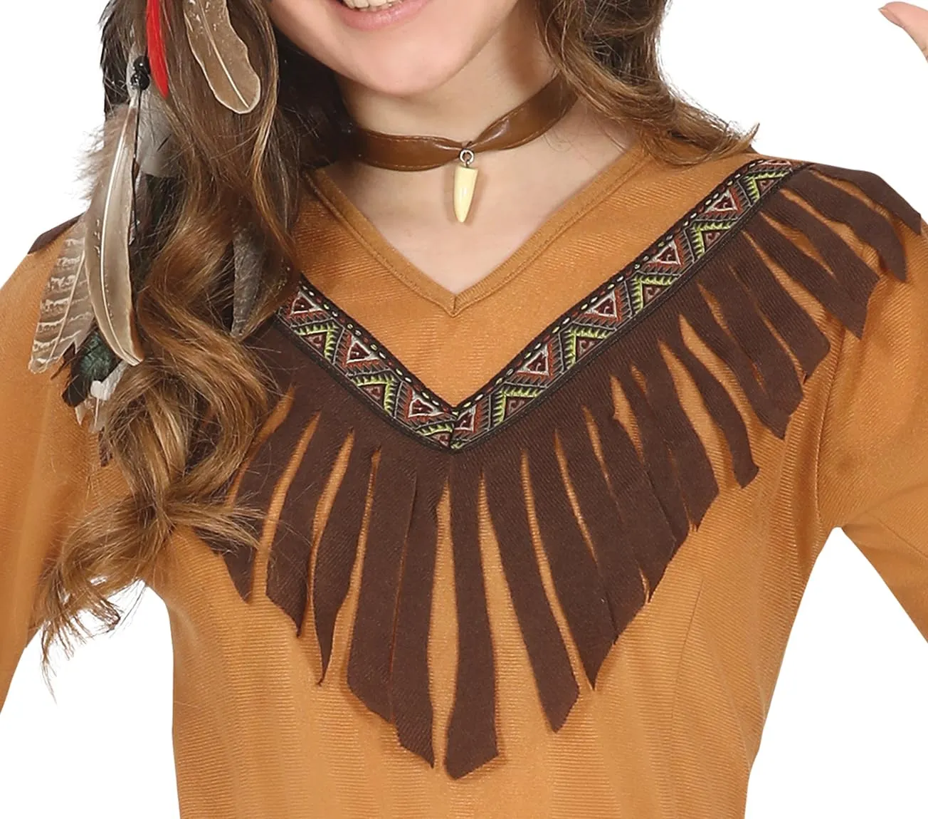 Fiestas Guirca Nativo Americano Adolescente Vestito Frange