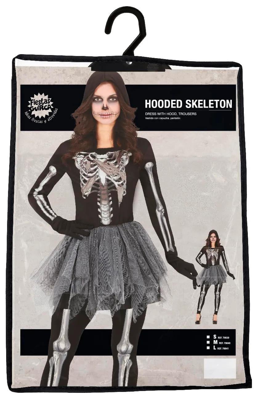 Guirca Scheletro Incappucciato costume donna S tulle nero