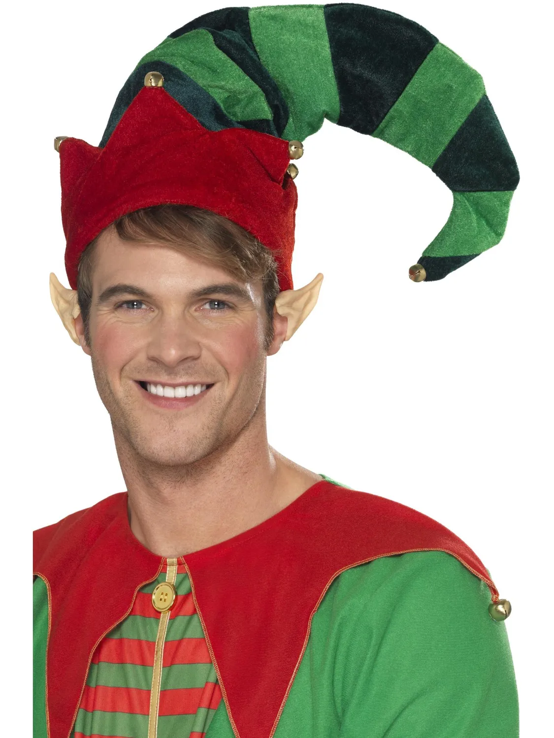 Smiffys Plush cappello elfo verde rosso campanelli Natale