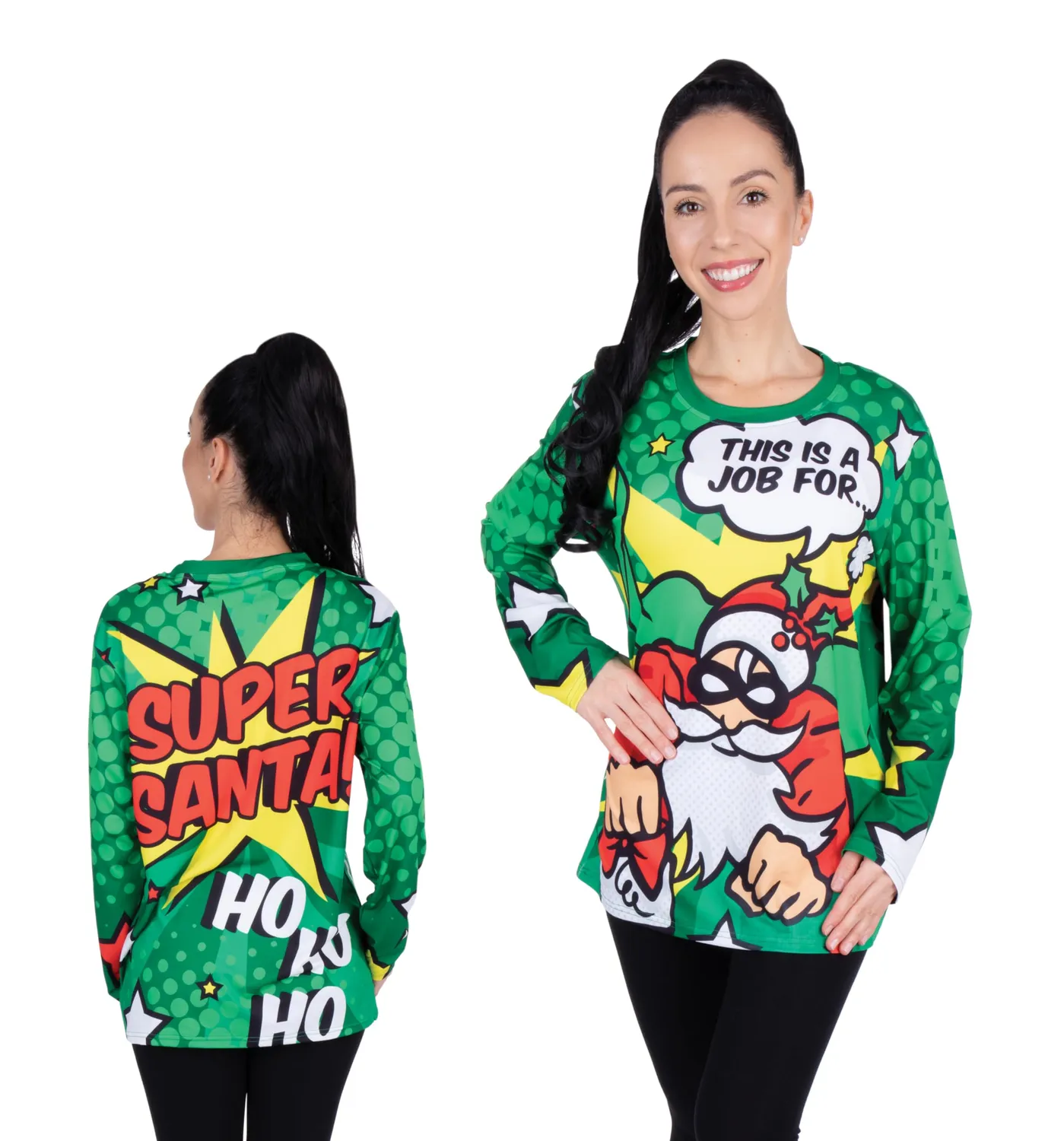 P'tit Clown maglietta Natale Super Babbo Natale verde L-XL