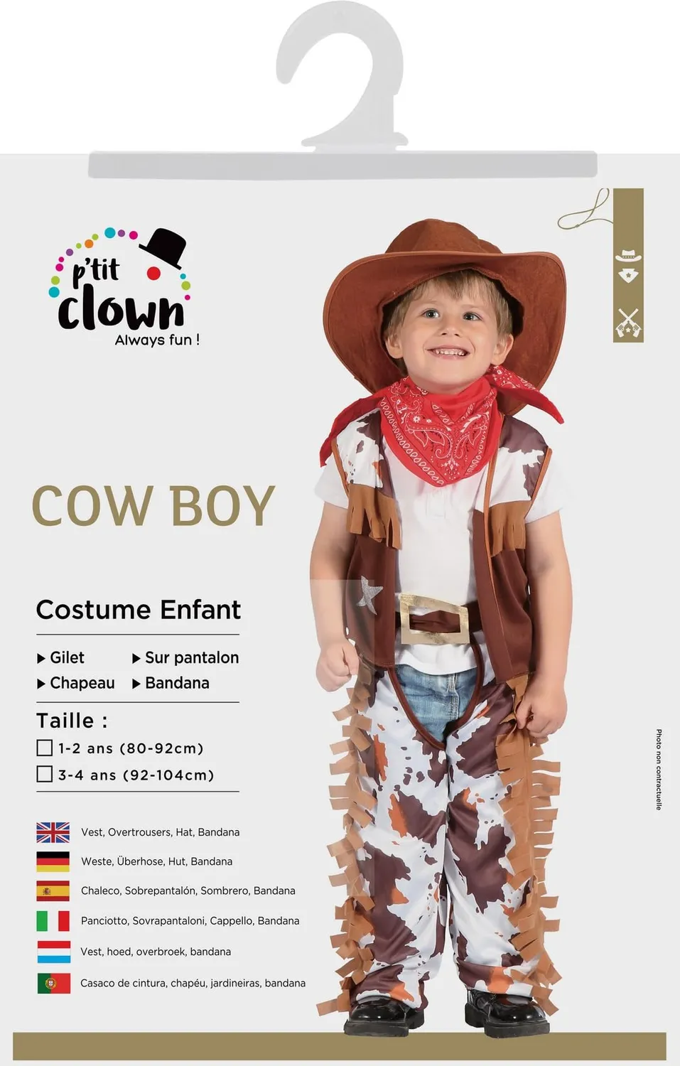 P'tit Clown 92282 costume cowboy baby 2-3 anni 92/104 cm