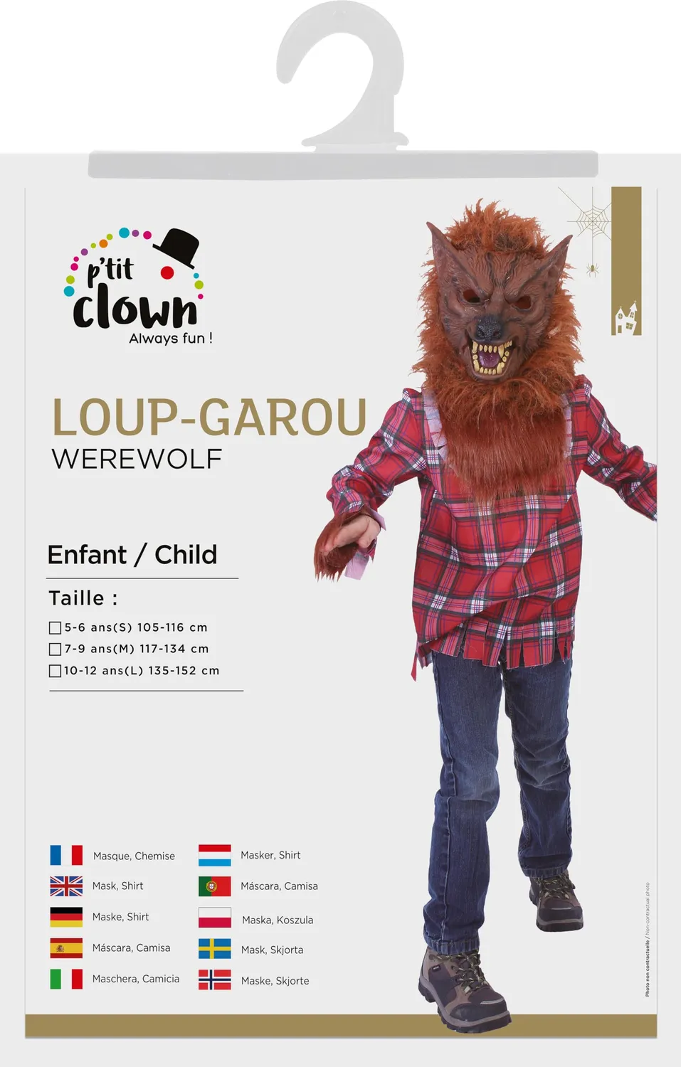 P'tit Clown Lupo Mannaro Costume Bambino 5-6 Anni Rosso