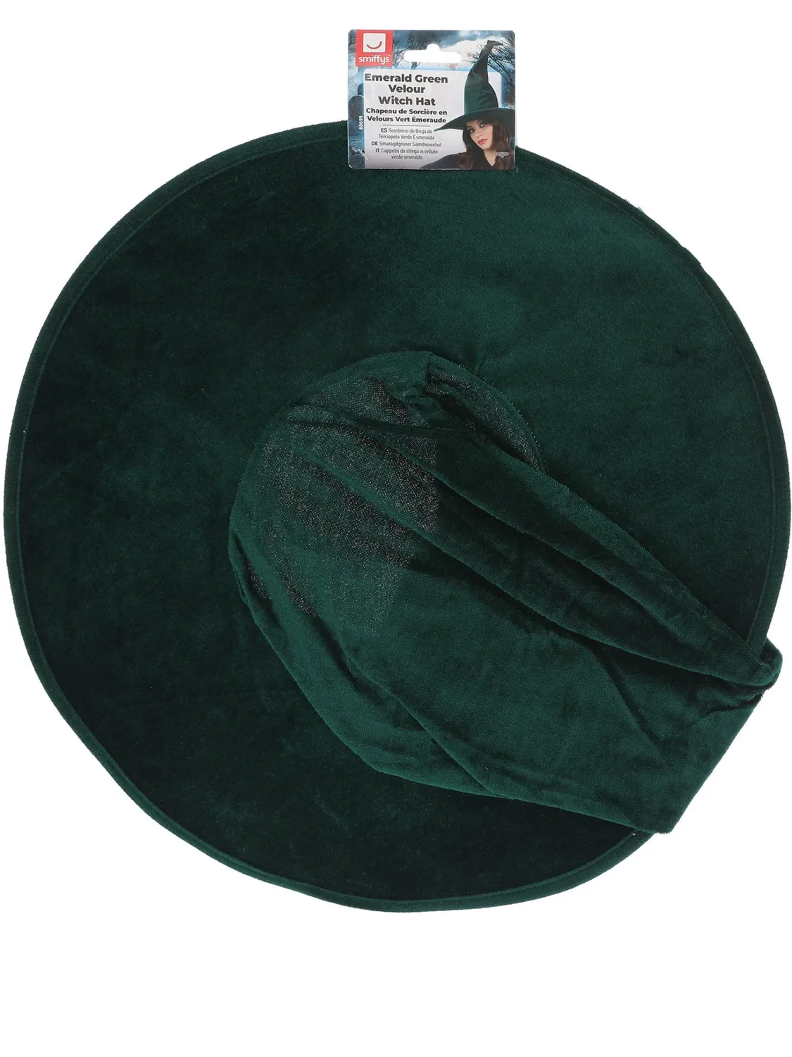Smiffys Emerald Green Velour cappello strega verde velluto