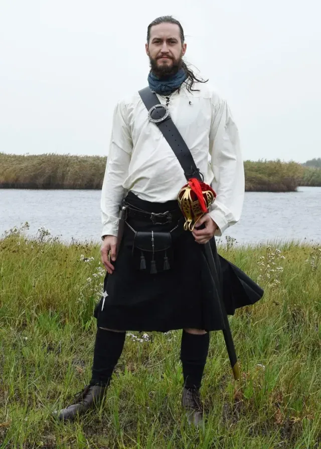 La Bottega di Merlino Kilt Nero 60 cm Poliacrilico Tinta Unita