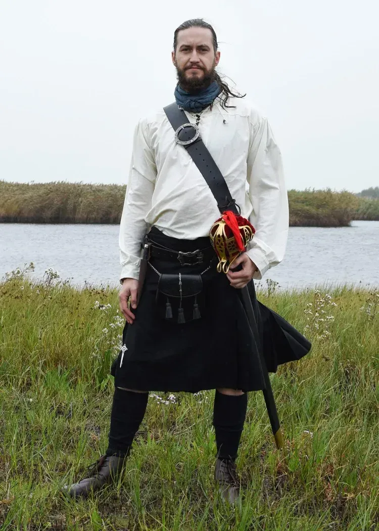 La Bottega di Merlino Kilt Nero 60 cm Poliacrilico Tinta Unita