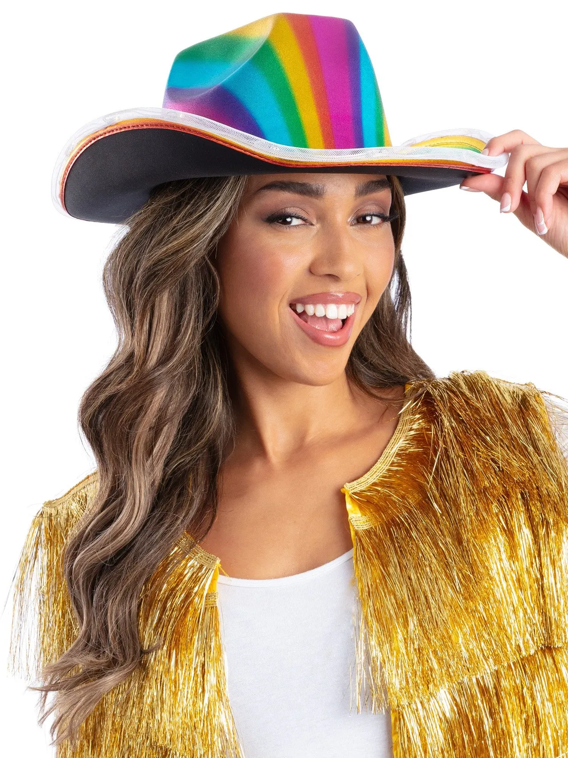 Smiffys Cappello Cowboy LED Arcobaleno Metallizzato Adulto