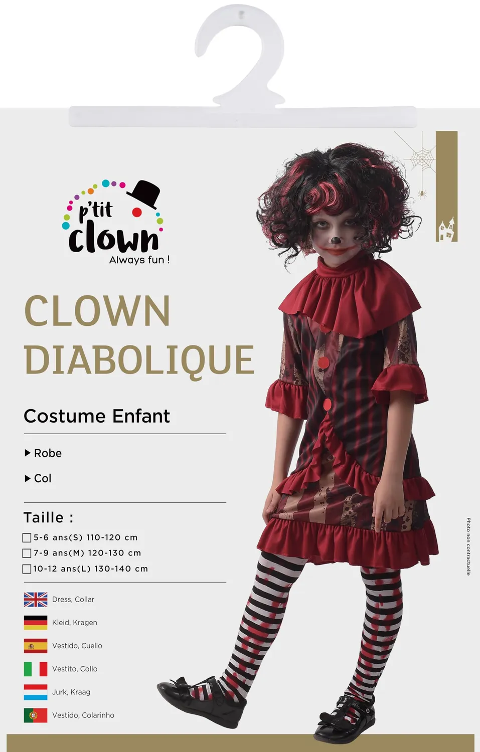 P'tit Clown clown killer costume bambina 10-12 anni