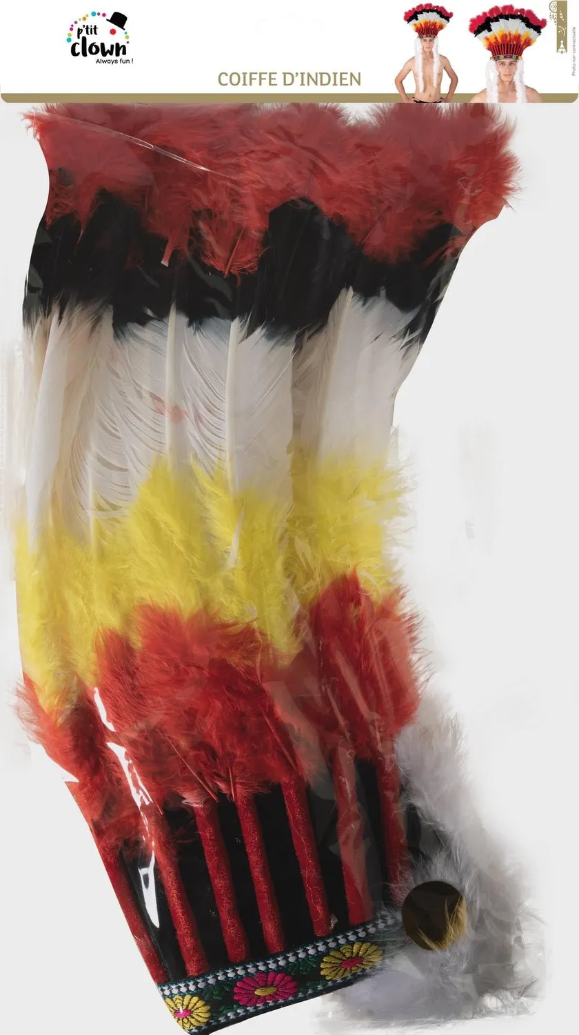 P'tit Clown 26300 copricapo indiano rosso giallo taglia unica